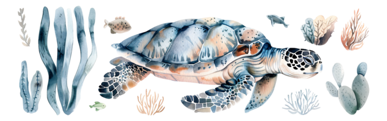 sea turtles swimming in the ocean.