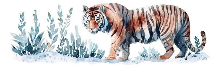 Watercolor style tiger - obrazy, fototapety, plakaty