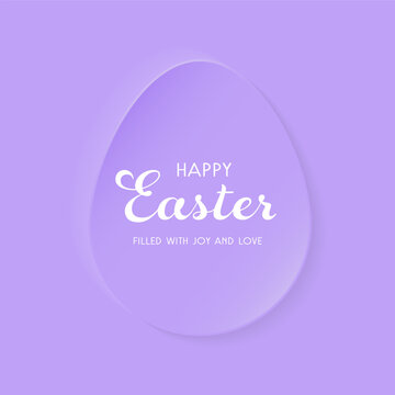 Happy Easter. Paper cut style background with Easter egg. Vector illustration