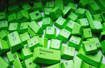 Green computer keyboard keycaps object background