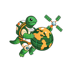 turtle astronaut cartoon vector
