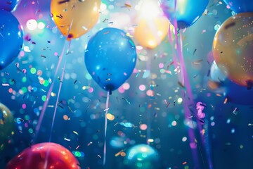 Floating Balloons at a Birthday Celebration. Generative AI