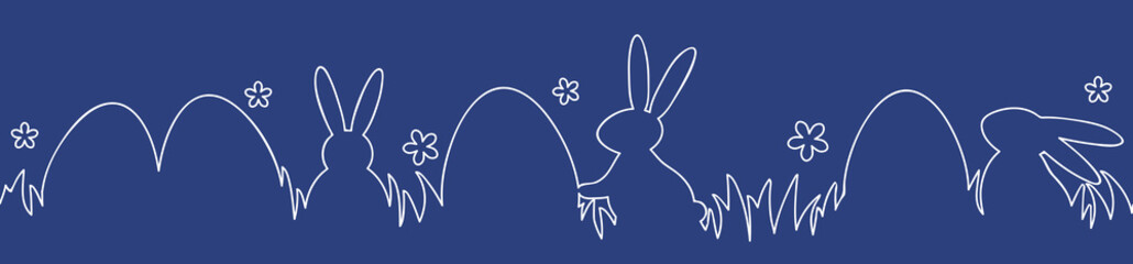 Abstract Easter decoration. Design of Easter eggs and bunnies. Panoramic header. Vector illustration
