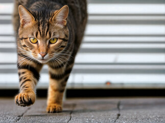 portrait of a tabby cat walking created with Generative AI technology