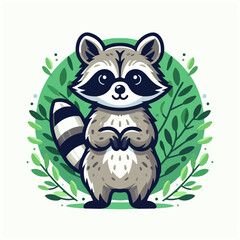  flat vector logo of raccoon , flat logo of raccoon , flat vector logo of cute raccoon