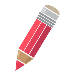 Vector illustration with red pencil isolated on white background.