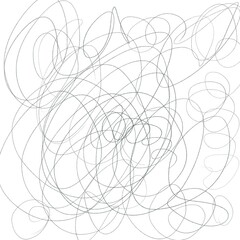 Abstract chaotic thin black lines on a white background. Digital art.