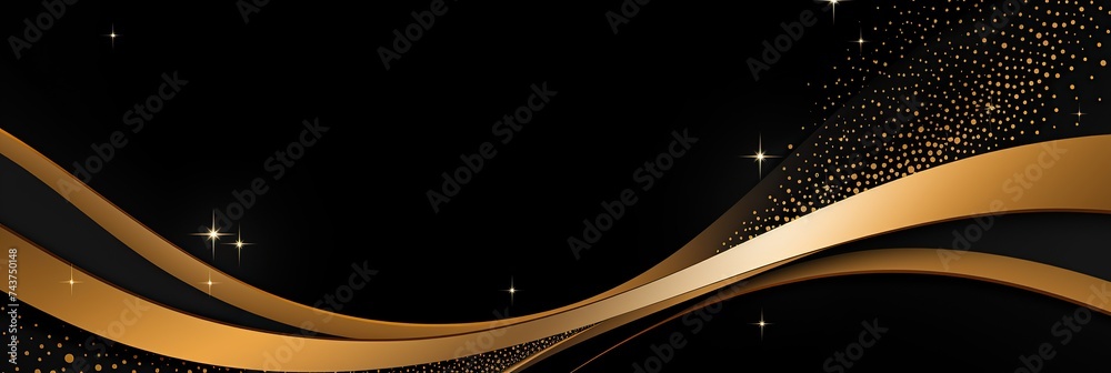 Leinwandbilder elegant and mesmerizing black and gold background with scattered stars shining in the darkness, crea