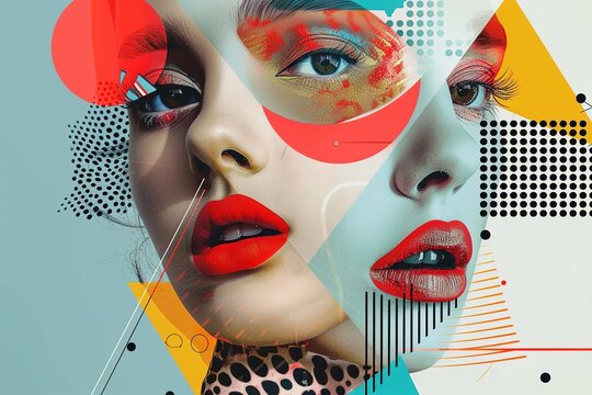 artistic illustration Graphic modern poster of a woman's face with makeup