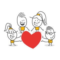 Stick figures. Teamwork. Isolated on white background. Hand drawn doodle line art cartoon design character.