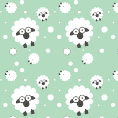 seamless pattern with sheep and clouds