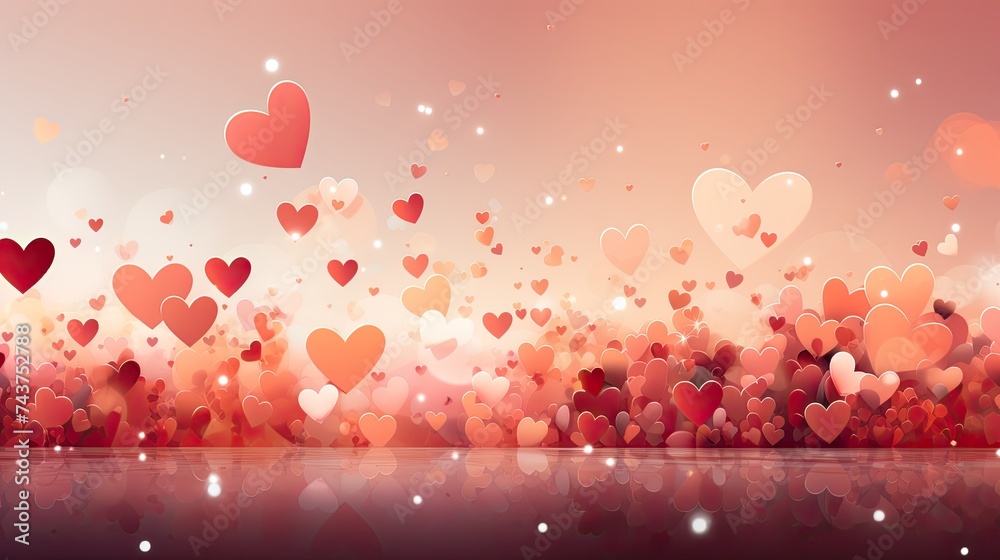 Fototapete a colorful assortment of hearts gracefully floating in the air, creating a mesmerizing and enchantin
