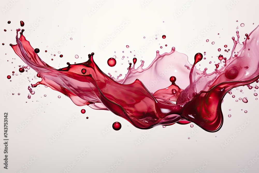 Fototapete a vibrant red liquid splashes gracefully into the air, forming intricate patterns and arcs as it def