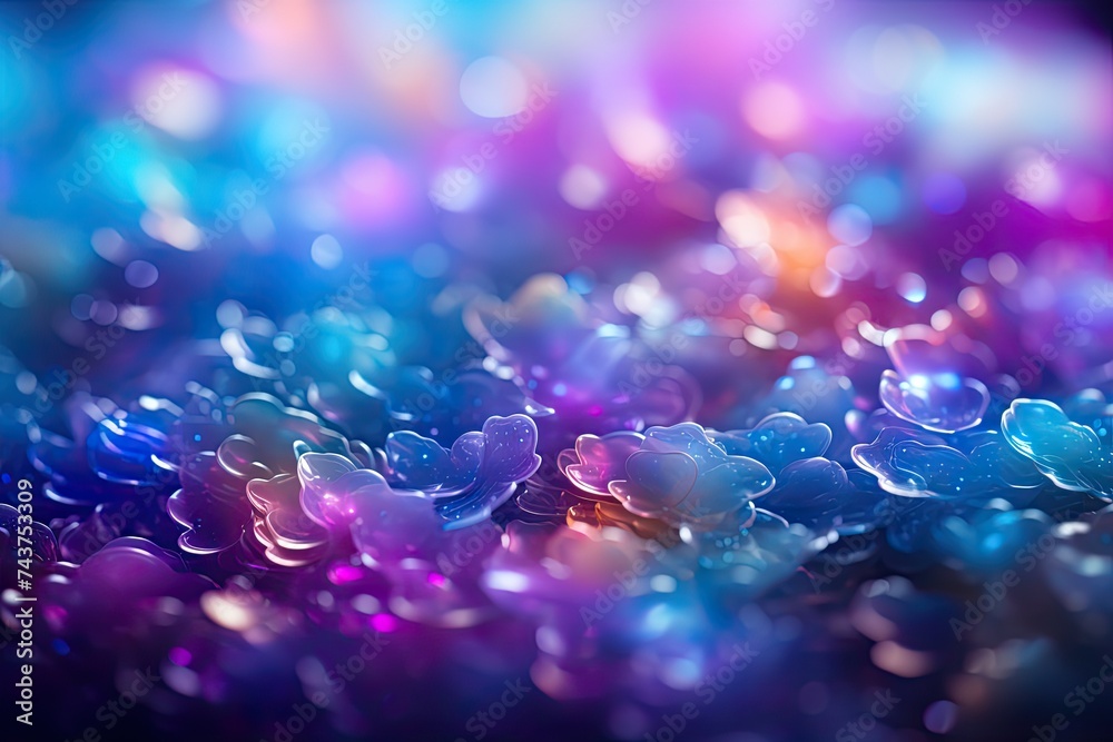 Poster A mesmerizing display of iridescent bubbles floating gracefully in the air, capturing the beauty of light and color in motion