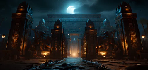 Foto op Plexiglas Egyptian building old construction at night view background © Hamsyfr
