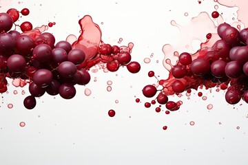 A collection of vibrant red grapes suspended in the air, appearing weightless and floating gracefully in midair - obrazy, fototapety, plakaty