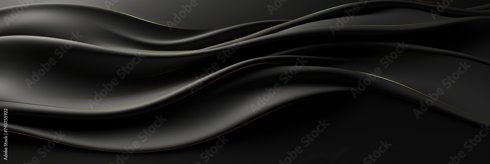 Aufkleber Abstract black background with wavy lines dancing and intertwining, creating a mesmerizing and dynamic visual experience