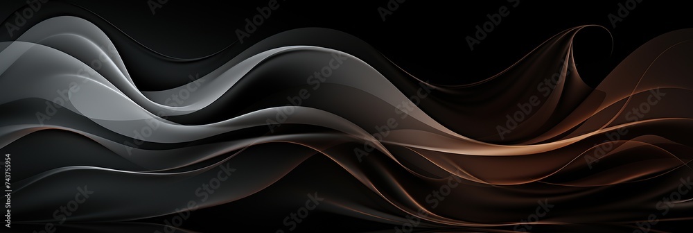 Leinwandbilder a mesmerizing black background featuring wavy lines flowing gracefully across the frame, creating a 
