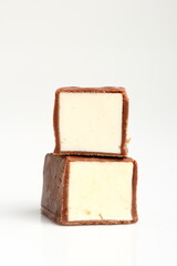 Chocolate Covered Marshmallow. Isolated on a white background.