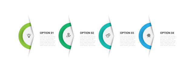 Design template infographic vector element with 4 step layout suitable for web presentation and business information