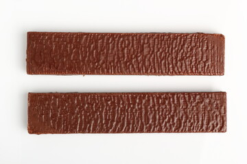 Dark Chocolate Coated Wafer with Filling. Isolated on a white background.