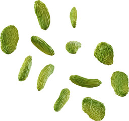 green raisins and dried fruit