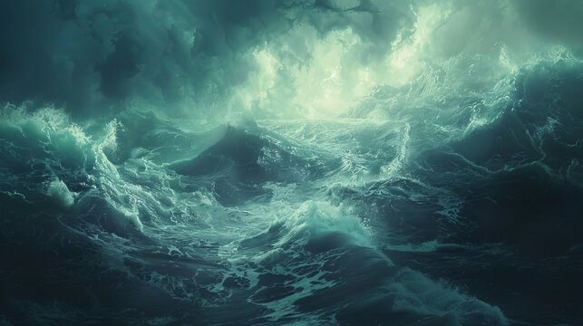 Storm In The Middle Of The Ocean, Huge Waves Splash