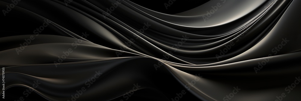 Leinwandbilder a mesmerizing black background with intricate wavy designs intertwining to form a striking visual di