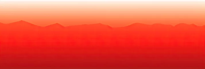 Foto op Plexiglas A vibrant red and orange sky fades into the distance, casting a warm glow over the tranquil mountain peaks © nnattalli