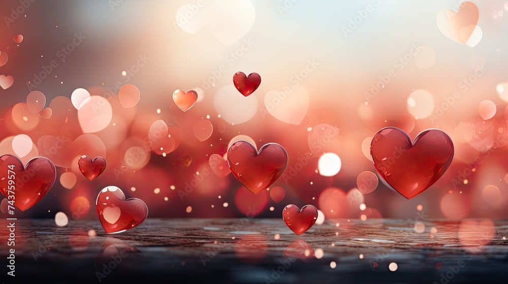 Leinwandbilder Countless hearts of various sizes and colors drift weightlessly through the air, creating a mesmerizing display of love and connection