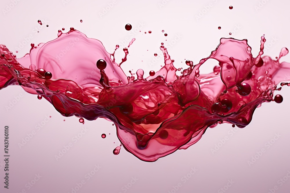 Aufkleber abstract red liquid splash with dynamic motion on a pink background