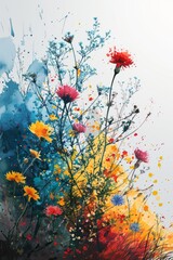 Vibrant watercolor florals capturing natures essence at dawn