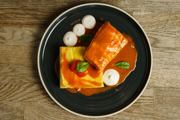Catfish with yogurt lasagna