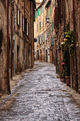 Fototapeta na wymiar A street in the historic center of the city of Perugia.