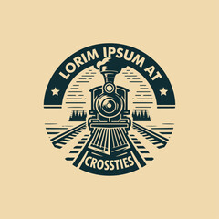 Train themed logo design vintage style