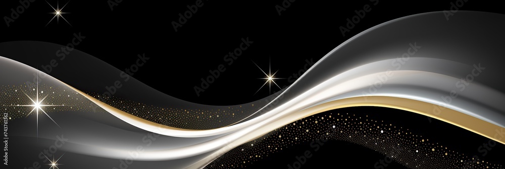 Aufkleber a mesmerizing display of intricate white and gold swirls dancing elegantly against a stark black bac