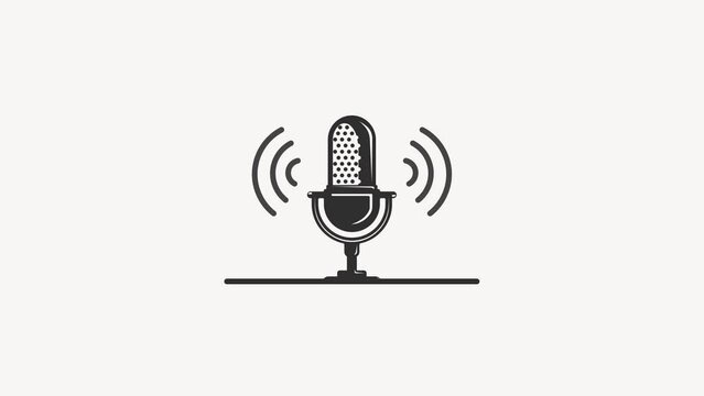 microphone for podcast or broadcast animation video, voice record icon motion graphic design