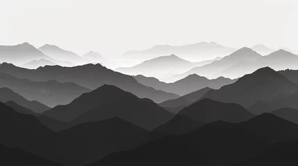 Foto op Plexiglas Silhouette of foggy mountains © Elvin
