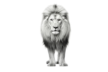 Magnificent Lion Standing Alone on Clear Background