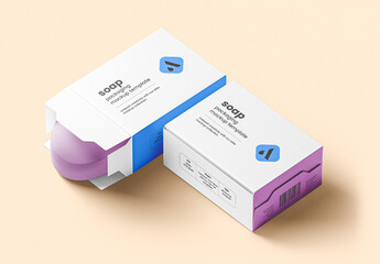 Soap Packaging Mockup with one Opened Box - obrazy, fototapety, plakaty