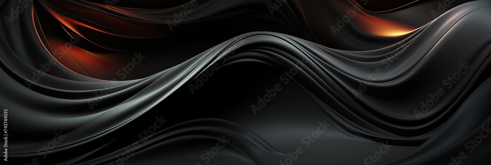 Leinwandbilder Dynamic black and orange wavy lines intertwine in an abstract, energetic display of movement and contrast
