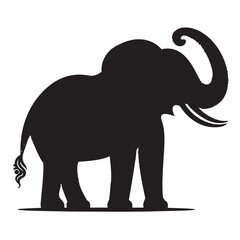 Vintage Retro Styled Vector Elephant Silhouette Black and White - illustration
