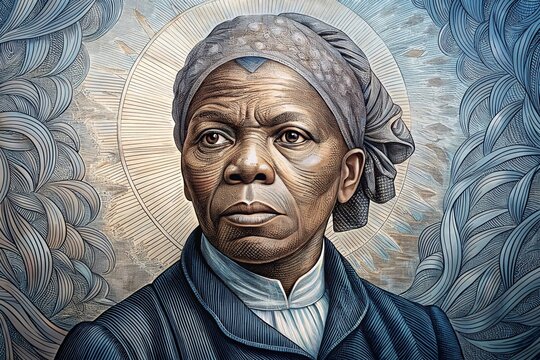 Detailed illustration of harriet tubman, women's history month