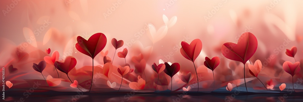 Aufkleber A vibrant painting showcasing an array of red hearts gracefully floating in the air, creating a whimsical and enchanting scene