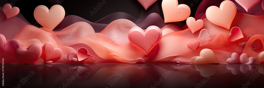 Aufkleber a multitude of soft pink hearts float gracefully in the air, creating a dreamy and enchanting scene