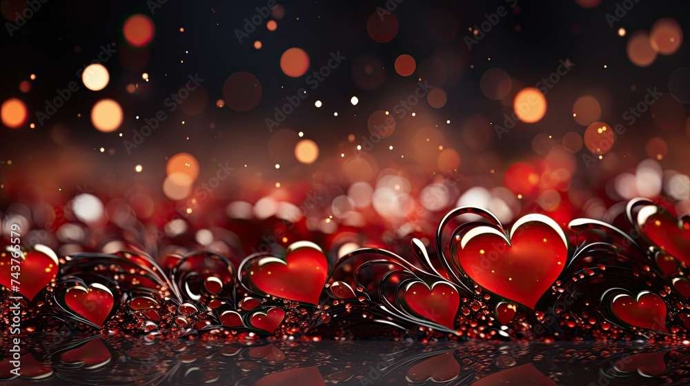 Poster a collection of colorful hearts scattered across a wooden table in a whimsical and enchanting displa