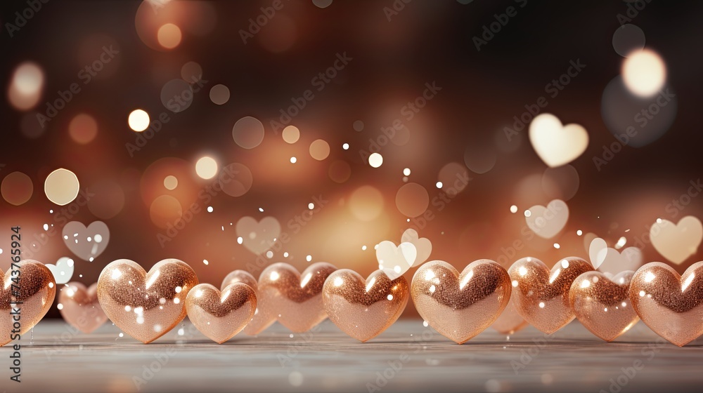 Aufkleber a stunning display of sparkling hearts lined up neatly on a table, casting a beautiful glow