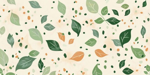 Playful and organic leaf pattern with a scattering of dots in a refreshing palette, ideal for an eco-friendly and lively design backdrop.