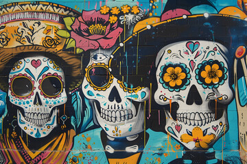 Fototapeta premium A modern street art mural celebrating Cinco de Mayo heroes