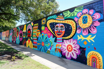 A modern street art mural celebrating Cinco de Mayo heroes
